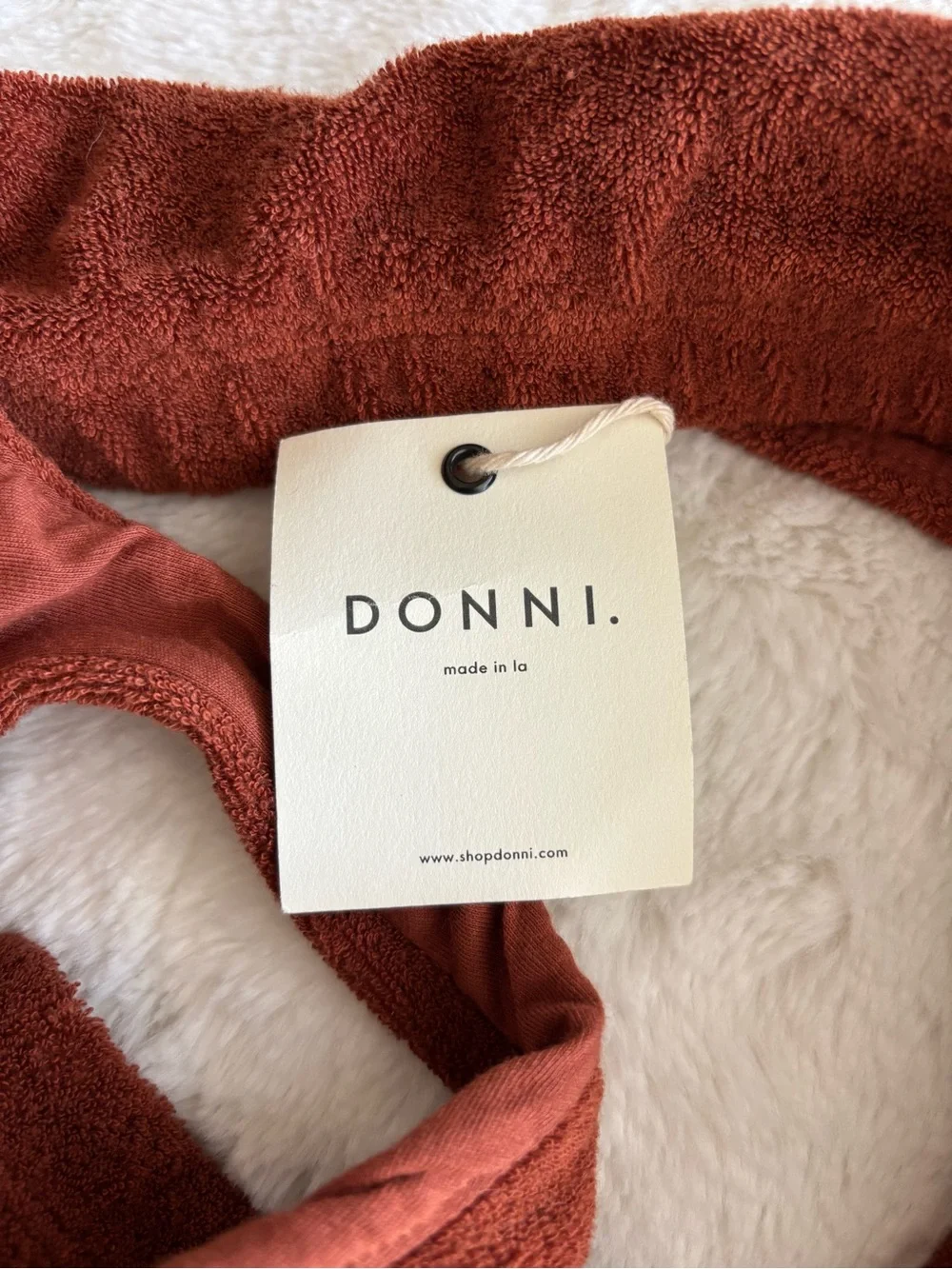 DONNI. Women's The Terry Bralette Size Small NEW Brown Cozy Loungewear Comfort